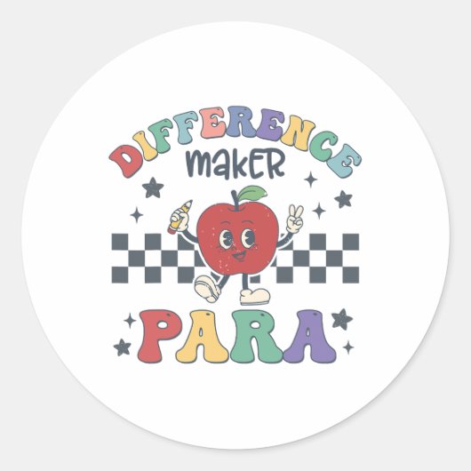 Difference Maker Para Teacher Paraprofessional Par ラウンドシール (正面)