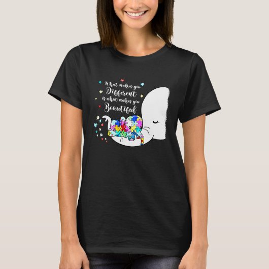 Different Beautiful Autism Awareness Puzzle Piece  Tシャツ (正面)