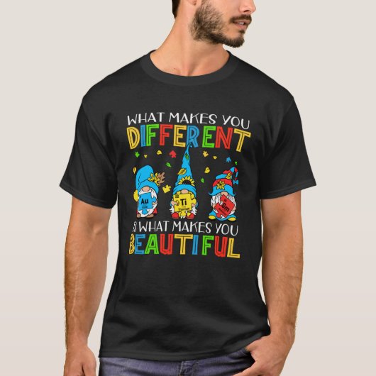 Different Beautiful Autism Awareness Puzzle Piece Tシャツ (正面)