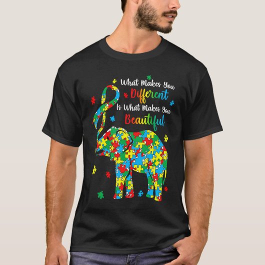 Different Beautiful Autism Awareness Puzzle Piece  Tシャツ (正面)