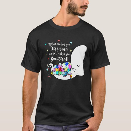 Different Beautiful Autism Awareness Puzzle Piece Tシャツ (正面)