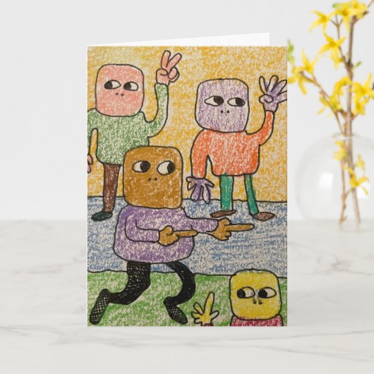 Different Color People Joyeux Anniversaire Card カード (黄色い花)