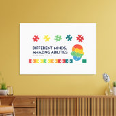 Different Minds Amazing Abilities Awareness Art キャンバスプリント (インサイチュ (リビング))