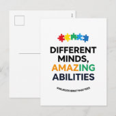 Different Minds Amazing Abilities Awareness Art シーズンポストカード (正面/裏面)