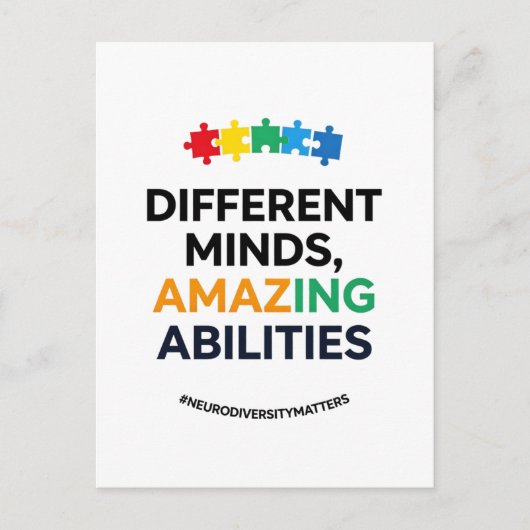 Different Minds Amazing Abilities Awareness Art シーズンポストカード (正面)