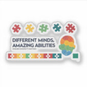 Different Minds Amazing Abilities Awareness Art シール (正面)