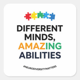 Different Minds Amazing Abilities Awareness Art スクエアシール