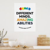 Different Minds Amazing Abilities Awareness Art ポスター (キッチン)