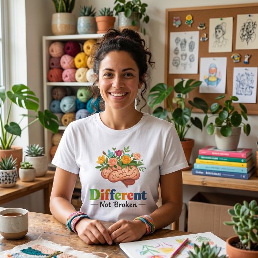Different Not Broken Floral Brain: Neurodiversity トライブレンドＴシャツ