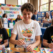 Different Not Broken Floral Brain: Neurodiversity トライブレンドＴシャツ