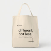 Different, Not Less | シンプルな障害者プライド トートバッグ (正面)
