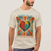 "Different, Not Less" 自閉症理解Tシャツ