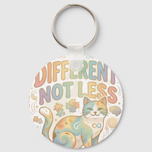 Different Not Less Neurodiversity Cat Autism Accep キーホルダー (正面)