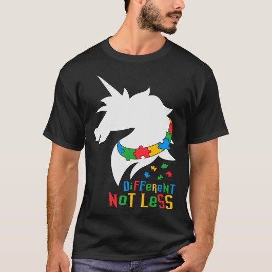 Different not less Unicorn Autism Awareness Choose Tシャツ (正面)