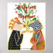 Different & Together プライドポスター - ユニティアートプリント ポスター (正面)