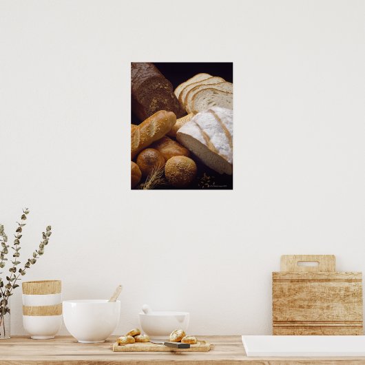 Different types of artisan bread ポスター (キッチン)