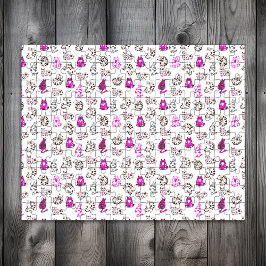 Difficult Kitty Cat Pattern | Bright Pink ジグソーパズル
