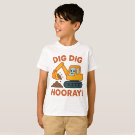 Dig Dig Hooray 建設用ショベルカー 子供 Tシャツ