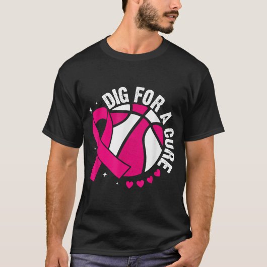 Dig For A Cure Basketball Pink Breast Cancer Aware Tシャツ (正面)