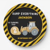 "Dig In! Construction Truck Party for 2nd Birthday ペーパープレート (正面)