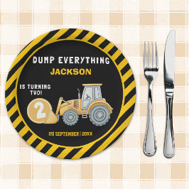 "Dig In! Construction Truck Party for 2nd Birthday ペーパープレート