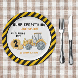 "Dig In! Construction Truck Party for 2nd Birthday ペーパープレート