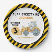 "Dig In! Construction Truck Party for 3rd Birthday ペーパープレート (正面)