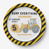 "Dig In! Construction Truck Party for 5th Birthday ペーパープレート (正面)