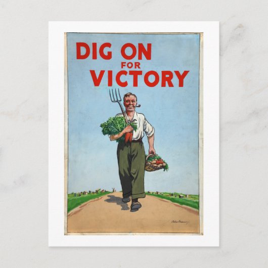 Dig On To Victory War Posterヴィンテージ ポストカード (正面)