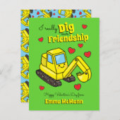 Digger Kids Classroomバレンタイン掘削機カード ポストカード (正面/裏面)