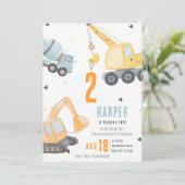 Diggers and Dump Trucks 2男の誕生日 招待状 (スタンド正面)