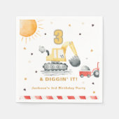 Diggin’ It Yellow Construction Brithday Party スタンダードカクテルナプキン (正面)