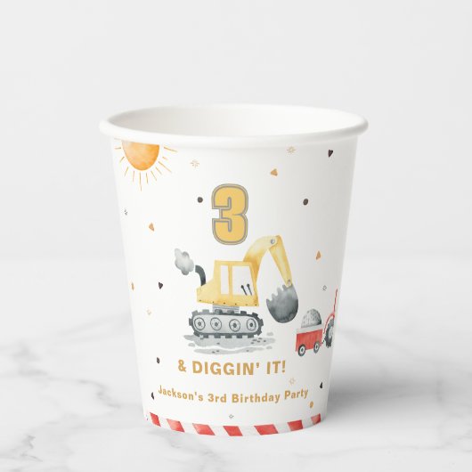 Diggin’ It Yellow Construction Brithday Party 紙コップ (正面)