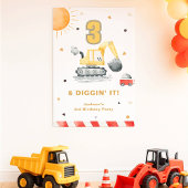 Diggin’ It Yellow Digger Brithday Party Welcome ポスター