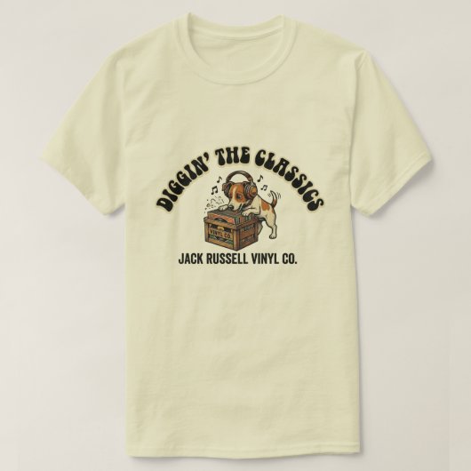 Diggin' The Classics - Jack Russell Vinyl Co. Tシャツ (デザイン正面)