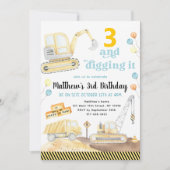 Digging It Construction Trucks Birthday 招待状 (正面)