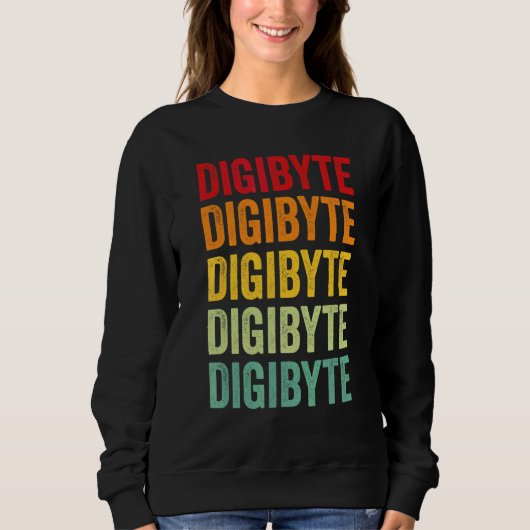 Digibyte暗号通貨レインボーテキストデザイン スウェットシャツ (正面)