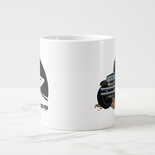 DigiRodsラットロッドレーサーブラック4x4オフロード車 ジャンボコーヒーマグカップ (正面)