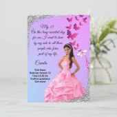 digital 15th birthday card, flower and butterfly  招待状 (スタンド正面)