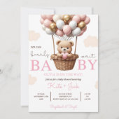 Digital Baby Girl Shower Invitation Template, Edit 招待状 (正面)