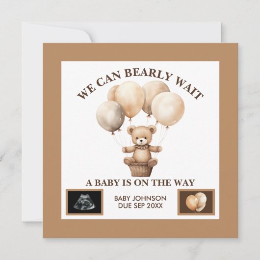 Digital Bearly Wait Whimsical Watercolor Bear 案内状 (正面)