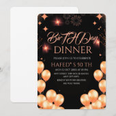 Digital Birthday Dinner Invitation Template, Black (正面/裏面)