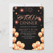 Digital Birthday Dinner Invitation Template, Black (正面)