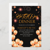 Digital Birthday Dinner Invitation Template, Black 招待状 (正面/裏面)