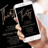 Digital Black Gold 30th Birthday Mobile Invite 案内状