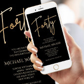 Digital Black Gold 40th Birthday Mobile Invite 案内状