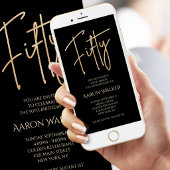 Digital Black Gold 50th Birthday Mobile Invite 案内状