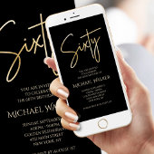 Digital Black Gold 60th Birthday Mobile Invite 案内状