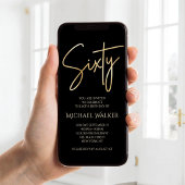 Digital Black Gold 60th Birthday Mobile Invite 案内状
