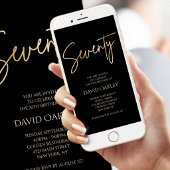Digital Black Gold 70th Birthday Mobile Invite 案内状